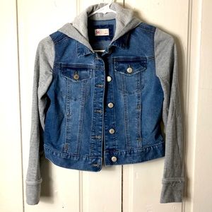 EUC! Girls hooded denim jacket size L 10/12